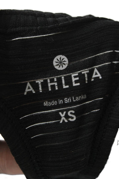 Athleta Womens Black Striped Basic Tank Round Neck Sleeveless Size XS