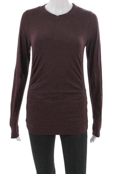Athleta Womens Purple Basic Long Sleeve Crew Neck Nylon T-Shirt Pullover Size S
