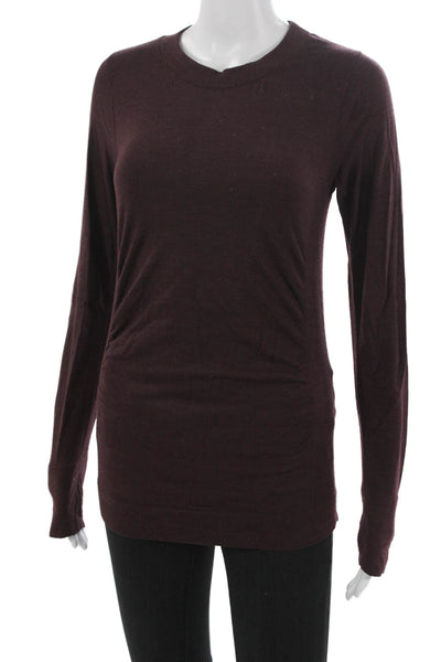 Athleta Womens Purple Basic Long Sleeve Crew Neck Nylon T-Shirt Pullover Size S