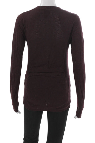 Athleta Womens Purple Basic Long Sleeve Crew Neck Nylon T-Shirt Pullover Size S