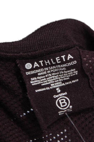 Athleta Womens Purple Basic Long Sleeve Crew Neck Nylon T-Shirt Pullover Size S