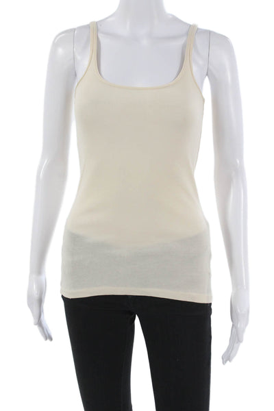 J Crew Womens Basic Beige 100% Cotton Square Neck Sleeveless Tank Size XS