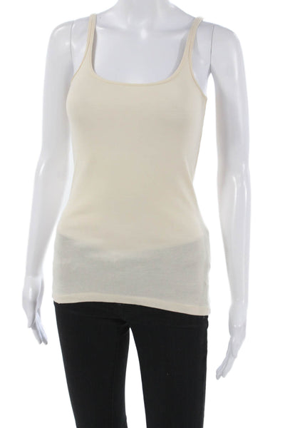 J Crew Womens Basic Beige 100% Cotton Square Neck Sleeveless Tank Size XS