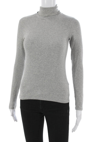 Everlane Women Basic Gray Pima Cotton Turtleneck Pullover Tee Petite Size S