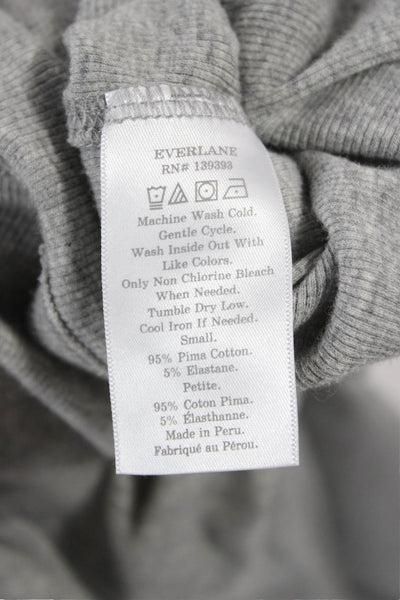 Everlane Women Basic Gray Pima Cotton Turtleneck Pullover Tee Petite Size S