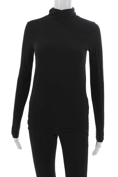 J Crew Women Black Cotton Turtleneck Long Sleeve Basic T-Shirt Size XS