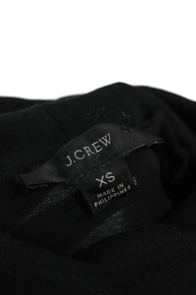 J Crew Women Black Cotton Turtleneck Long Sleeve Basic T-Shirt Size XS