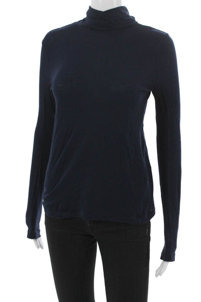 J Crew Women Blue Cotton Turtleneck Long Sleeve T-Shirt Basic Size XS
