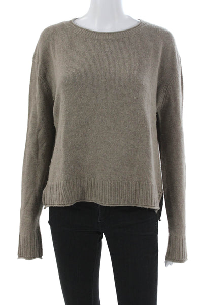 Jenni Kayne Women Brown Wool Pullover Sweater Crew Neck Long Sleeve Size S