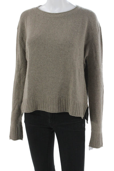Jenni Kayne Women Brown Wool Pullover Sweater Crew Neck Long Sleeve Size S