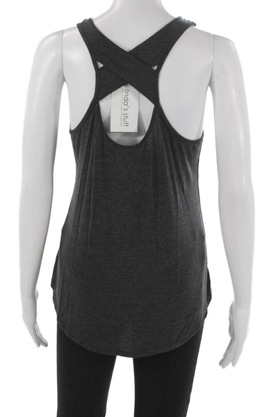Athleta Women Basic Gray Polyester Sleeveless Tank Round Neck Size XS