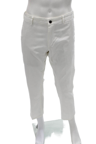 Peter Millar Mens Cropped Cotton Pants White Button Closure Size 33