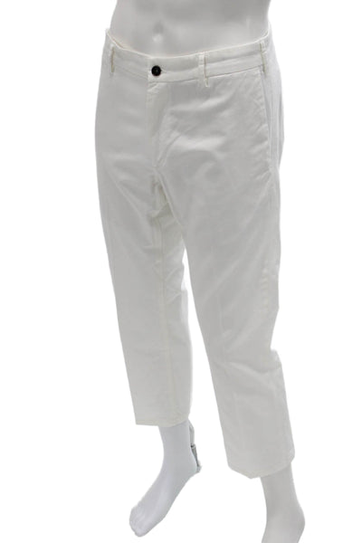 Peter Millar Mens Cropped Cotton Pants White Button Closure Size 33
