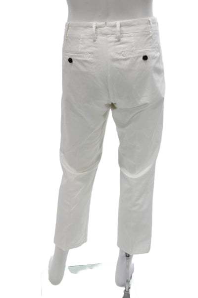 Peter Millar Mens Cropped Cotton Pants White Button Closure Size 33
