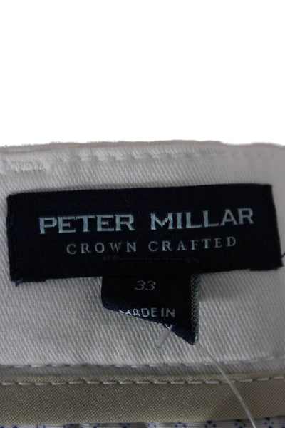 Peter Millar Mens Cropped Cotton Pants White Button Closure Size 33