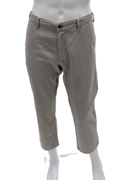 Peter Millar Mens Cropped Gray Cotton Pants Button Closure Size 33