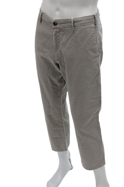 Peter Millar Mens Cropped Gray Cotton Pants Button Closure Size 33