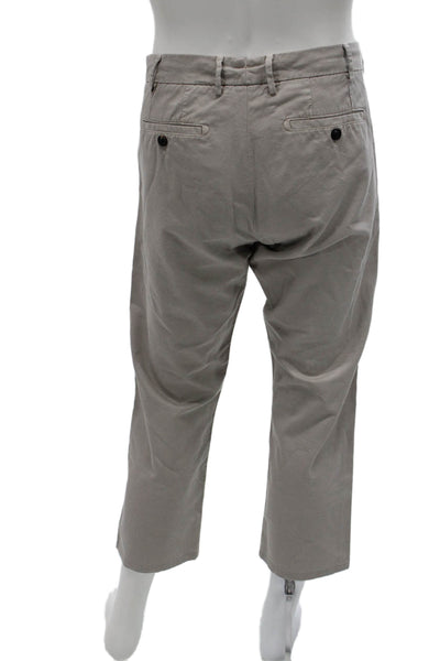 Peter Millar Mens Cropped Gray Cotton Pants Button Closure Size 33