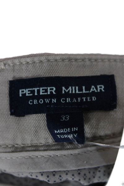 Peter Millar Mens Cropped Gray Cotton Pants Button Closure Size 33