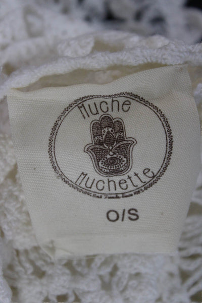 Muche Et Muchette Women Cropped White Cotton Blouse Long Sleeve Size One Size