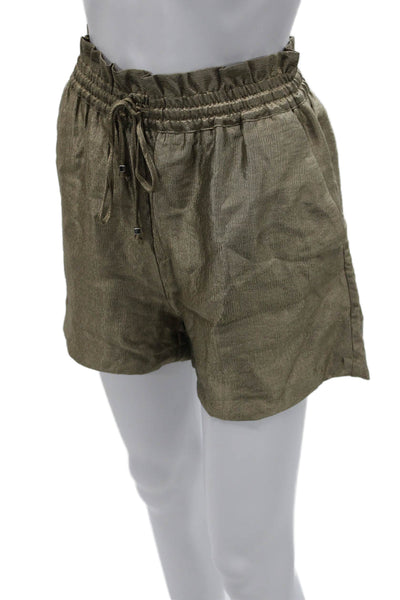 Zara Womens Paperbag Shorts Gold Drawstring Viscose Size S