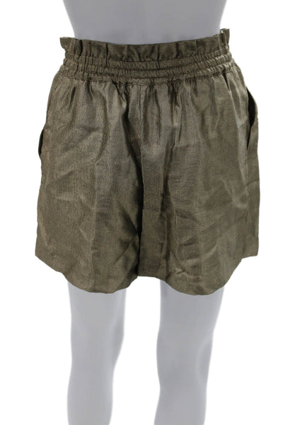 Zara Womens Paperbag Shorts Gold Drawstring Viscose Size S