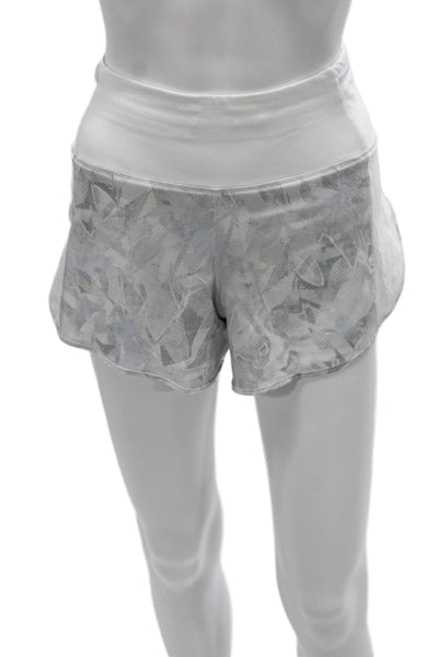 Lululemon Women Athletic White Geometric Drawstring Shorts Size 6