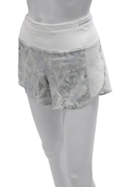 Lululemon Women Athletic White Geometric Drawstring Shorts Size 6