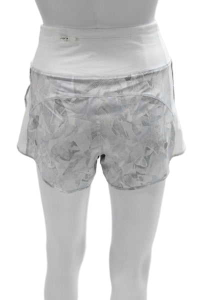 Lululemon Women Athletic White Geometric Drawstring Shorts Size 6
