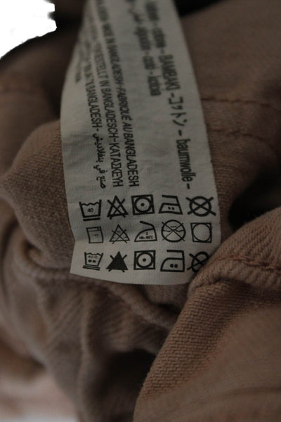 Zara Womens Paperbag Shorts Pink Cotton Button Solid Size 2
