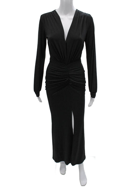 Cameo Womens Black V-Neck Long Sleeve Maxi Dress Viscose Pullover Size S