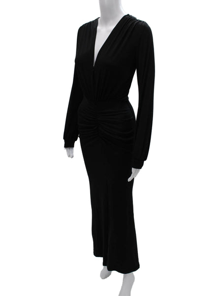 Cameo Womens Black V-Neck Long Sleeve Maxi Dress Viscose Pullover Size S