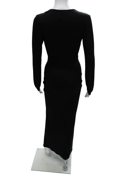 Cameo Womens Black V-Neck Long Sleeve Maxi Dress Viscose Pullover Size S