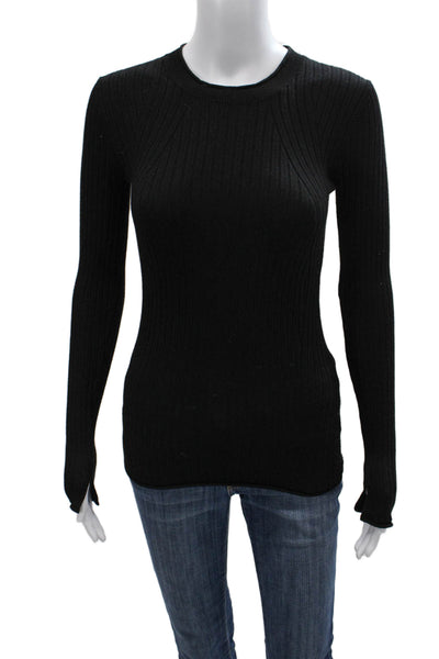 philosophy Women Basic Black Rayon Crew Neck Long Sleeve T-Shirt Size XS