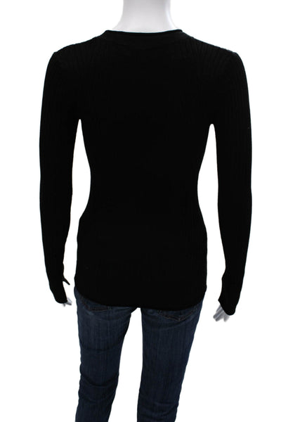 philosophy Women Basic Black Rayon Crew Neck Long Sleeve T-Shirt Size XS