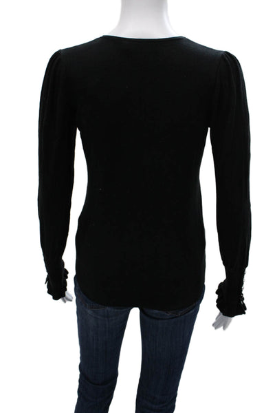 Lauren Ralph Lauren Women Black V-Neck Pullover Long Sleeve Size XS