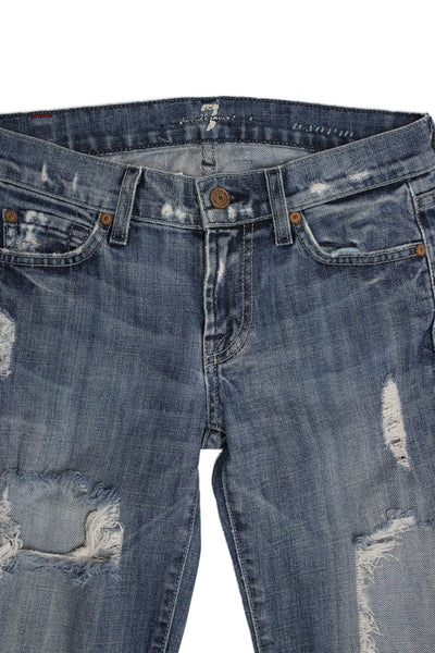 7 For All Mankind Womens Skinny Jeans Blue High Rise Cotton Size 24