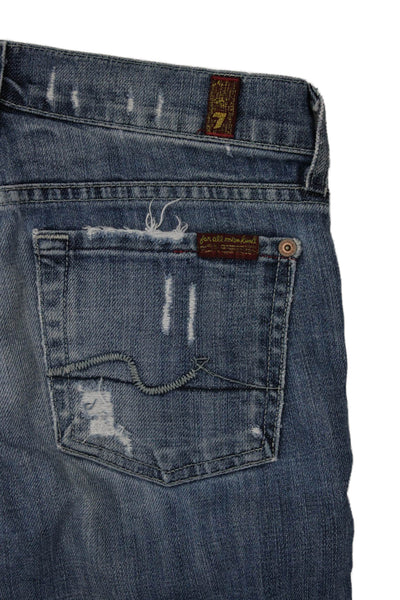 7 For All Mankind Womens Skinny Jeans Blue High Rise Cotton Size 24