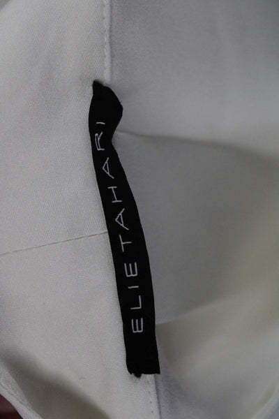 Elie Tahari Womens Silk V-Neck Long Sleeve Blouse White Pullover Size L