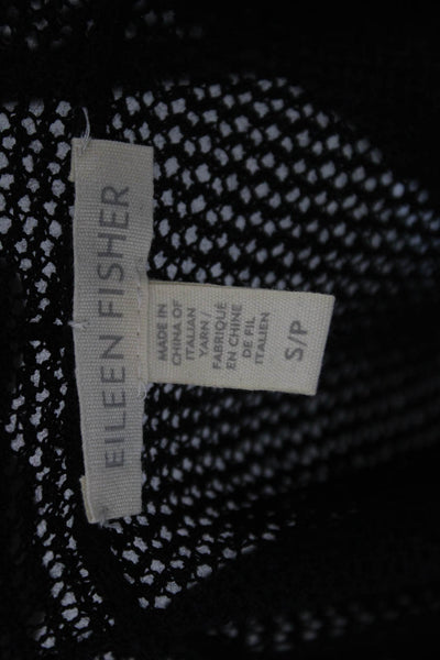 Eileen Fisher Women Cardigan Black Wool V Neck Petite Size S