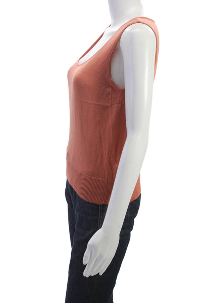 Peruvian Connection Women Orange Pima Cotton Sleeveless Tank Scoop Neck Size S