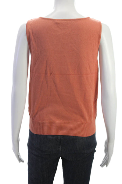 Peruvian Connection Women Orange Pima Cotton Sleeveless Tank Scoop Neck Size S