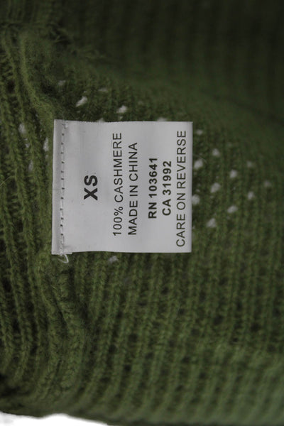 Kier + J Womens Cashmere V Neck Pullover Green Long Sleeve Size XS