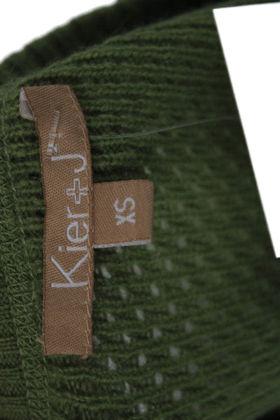 Kier + J Womens Cashmere V Neck Pullover Green Long Sleeve Size XS