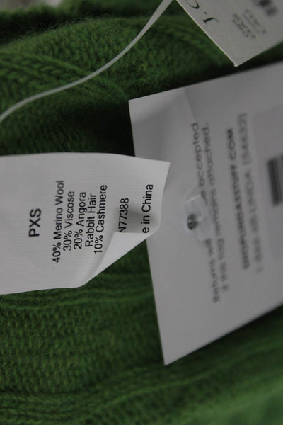 J Crew Womens Merino Wool Crew Neck Pullover Sweater Green Long Sleeve Size PXS