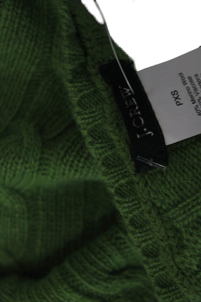 J Crew Womens Merino Wool Crew Neck Pullover Sweater Green Long Sleeve Size PXS