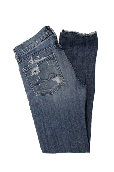 7 For All Mankind Women Straight Jeans Blue Mid Rise Size 24