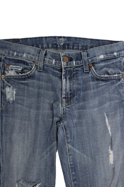 7 For All Mankind Women Straight Jeans Blue Mid Rise Size 24