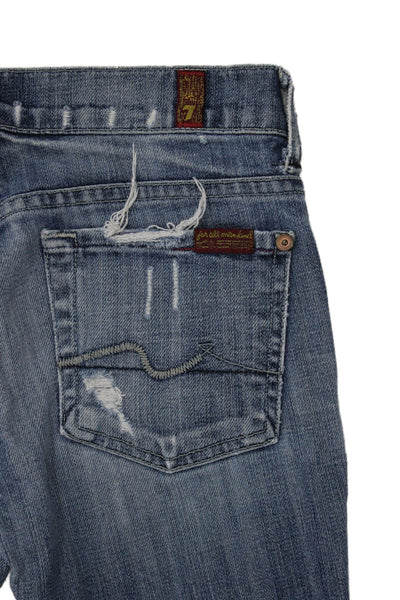 7 For All Mankind Women Straight Jeans Blue Mid Rise Size 24