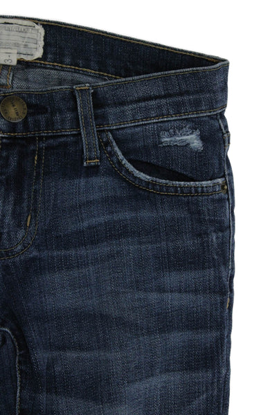Current/Elliott Womens Skinny High Rise Jeans Blue Button Cotton Blend Size 23